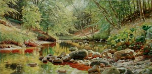 Landscape with a river and lot of rocks
